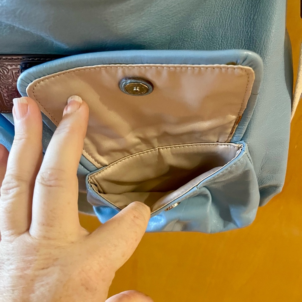 Coach Poppy Sky Blue Leather Shoulder Bag - Picture 8 of 14